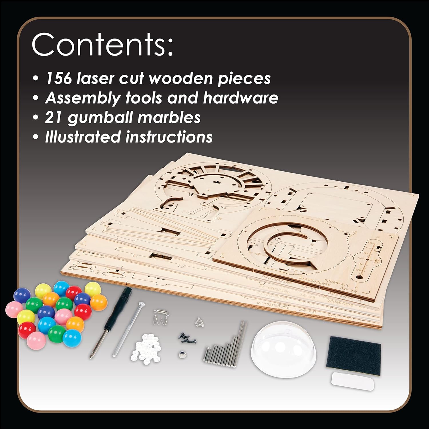 MindWare Gearjits: Gumball Machine Marble Coaster – Wooden 3D Building Puzzle for Teens & Adults – DIY STEM Building Toys for Kids – Fun for Adults Too – Ages 12 and Up