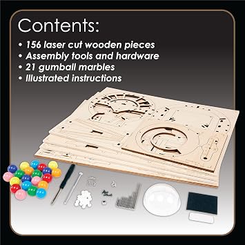 MindWare Gearjits: Gumball Machine Marble Coaster Wooden 3D Building Puzzle for Teens & Adults DIY STEM Building Toys for Kids Fun for Adults Too Ages 12 and Up