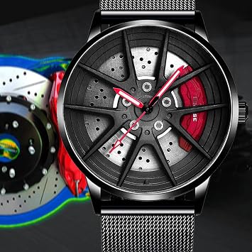 Men Creative Watch, Men Custom Design Waterproof Sport Wrist Watch Men 3D Car Wheel Quartz Wrist Watch H