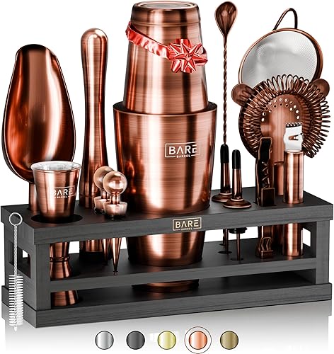 BARE BARREL Mixology Bartender Kit Bar Set  Juego de coctelera de 16 piezas  Herramientas de mezcla de Martini Barware para el hogar  Incluye 35