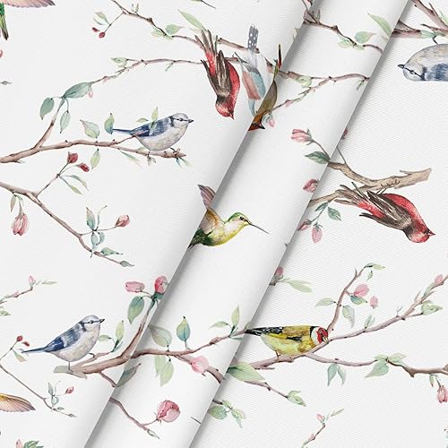 Miniatura 5 de Horaldaily Mantel de primavera y verano de 60 x 104 pulgadas, diseño floral de ramas de pájaros para decoración de fiestas, pícnic, cenas