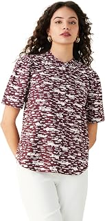 Amazon Brand - Symbol Women's Textured Cotton Band Collar Half Sleeve Regular Fit Shirt (Office Top) (Available in Plus Si... Price In India