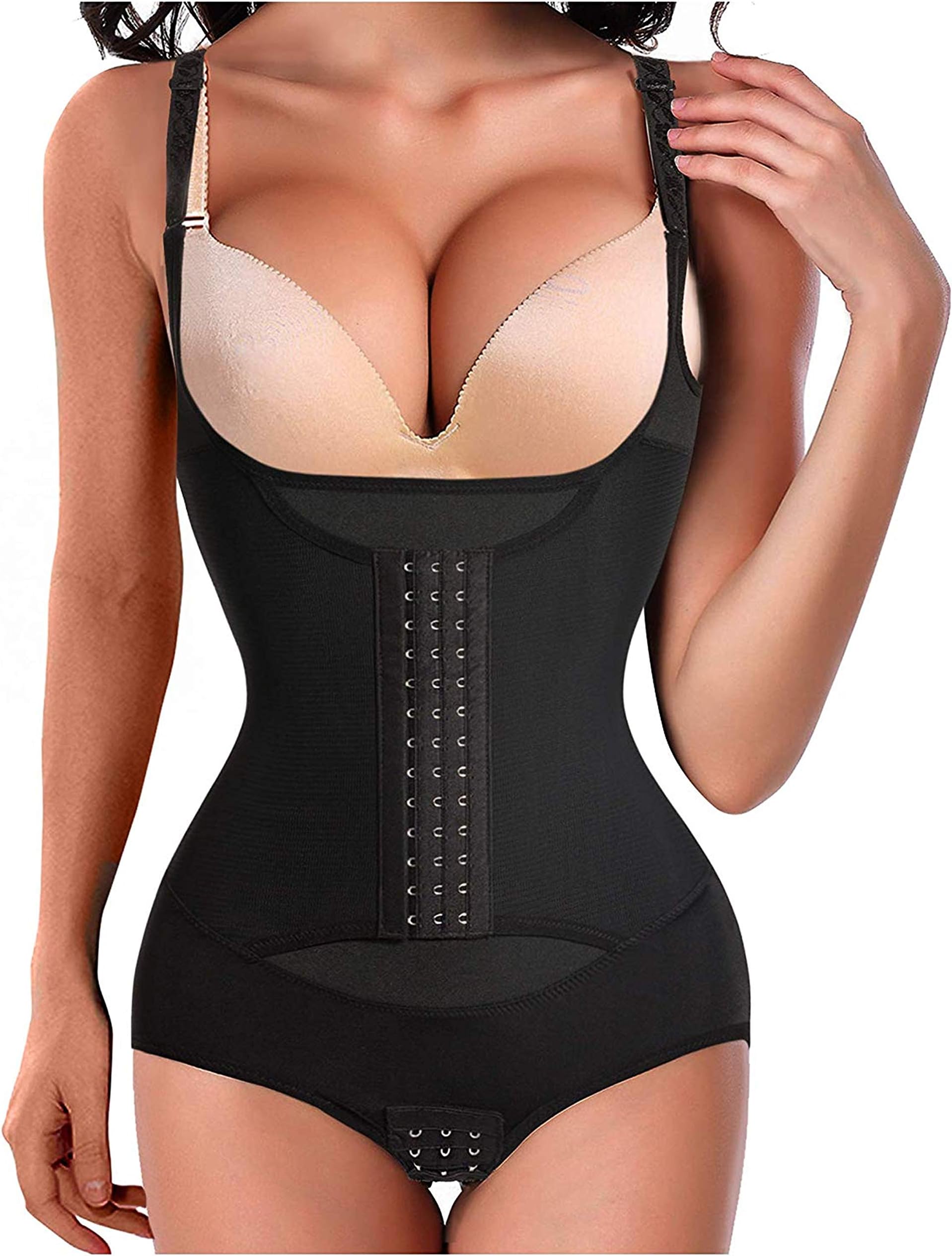 – Women Waist Trainer Corset Firm Control Shapewear Slim Full Body Shaper Open Bust Bodysuit