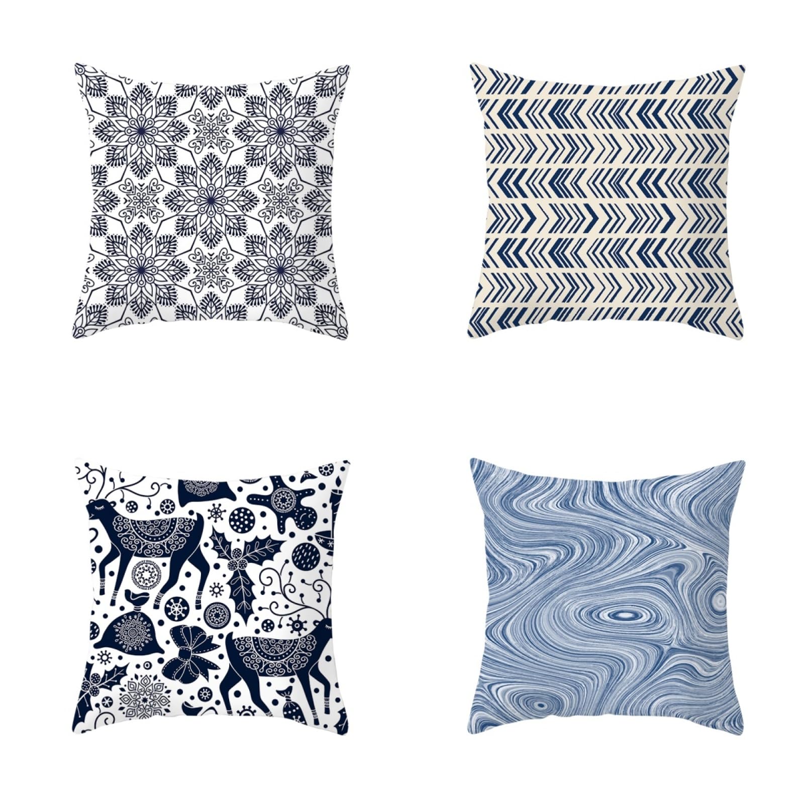 Fundas Cojines Sofa Azul Animal Beige Cushion Covers 80x80/4 Pcs