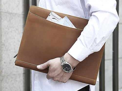Miniatura 6 de Calfinder Cartera de cuero para negocios, carpeta de 3 anillos y soporte para bloc de notas, funda de transporte para portátil para iPadtableta