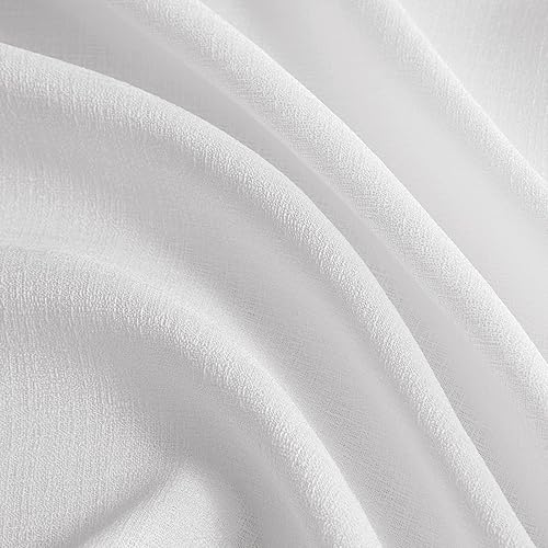 Miniatura 5 de Melodieux Cortinas semitraslúcidas blancas de 36 pulgadas de largo para cocina, cafetería, dormitorio, ventanas pequeñas, bolsillo para barra,