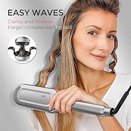 Curling Iron Hair Crimper Waver - TYMO ROVY Beach Waves Curling Wand, Ionic Deep Waver Hair Curler Tool with Ceramic 3 Barrel for Women, Dual Voltage, Anti-Scald, Easy to Use, Grey, 1.25 Inch