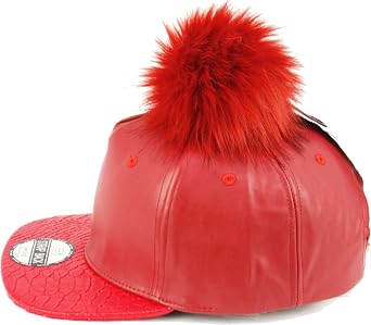 Pom Pom Baseball Cap/Fuax Leather