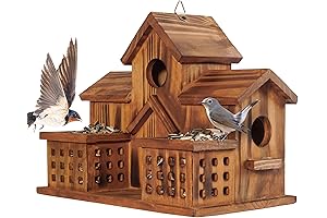 MIXUMON Bird Houses for Outside with Bird Feeder