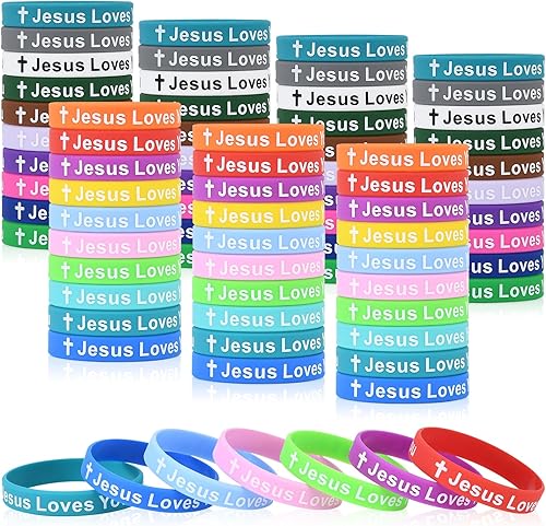 Jesus Loves You - Pulseras de silicona coloridas de goma, pulseras de goma motivacionales, pulseras cristianas de silicona inspiradora para hombres