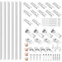 120IN Bifold Door Track Kit, 6Kit 20IN White Bifold Door Hardware kit with Track Closet Door Track Repair Tool Kit Included Full Accessories for Double Door, Folding Door, Accordion Door