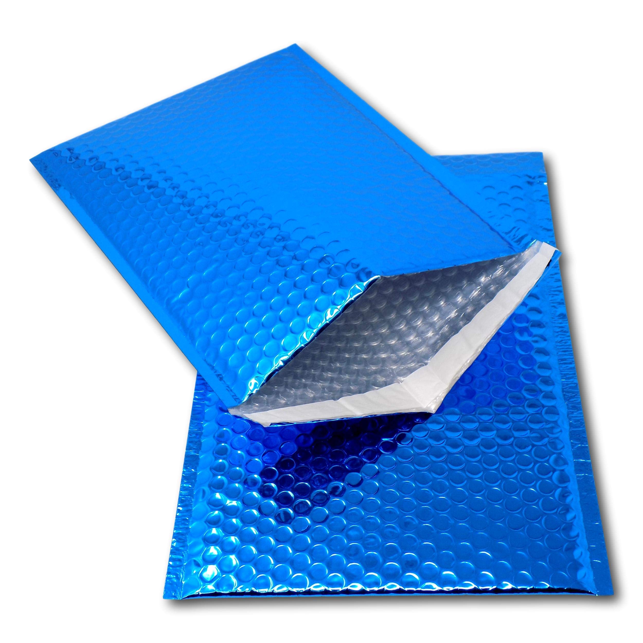 EPOSGEAR 100 Blue Shiny Metallic Foil Bubble Padded Bag Mailing Envelopes - Perfect for Marketing, Promotions or and Alternative to Gift wrap (A3 / C3-450mm x 320mm)