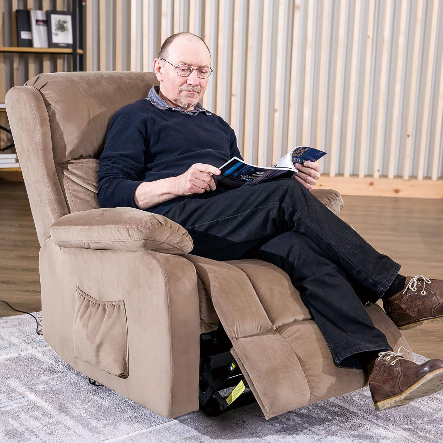 Electric Power Lift Recliner with Remote Soft Fabric Living Room Chair Reclining Couch for Elderly Modern Home Theater Seat Ergonomic Lounge Chair