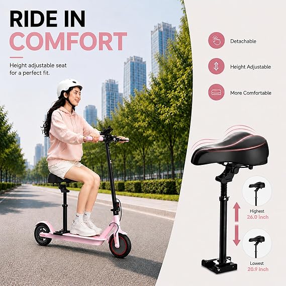 Joyhis Electric Scooter for Adults with Seat, 15-21 Miles Range Scooters, 19Mph Escooter, 8.5/10 Folding Scooters with APP Control, 350W/500W Commuting Scooter Kick Scooter with Dual Braking System