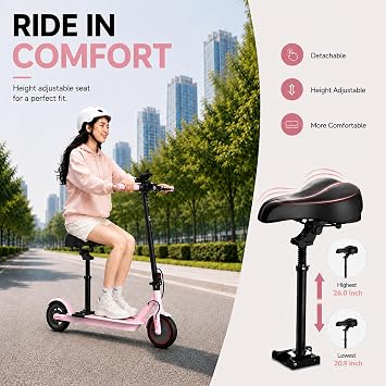 Joyhis Electric Scooter for Adults with Seat, 15-21 Miles Range Scooters, 19Mph Escooter, 8.5/10 Folding Scooters with APP Control, 350W/500W Commuting Scooter Kick Scooter with Dual Braking System