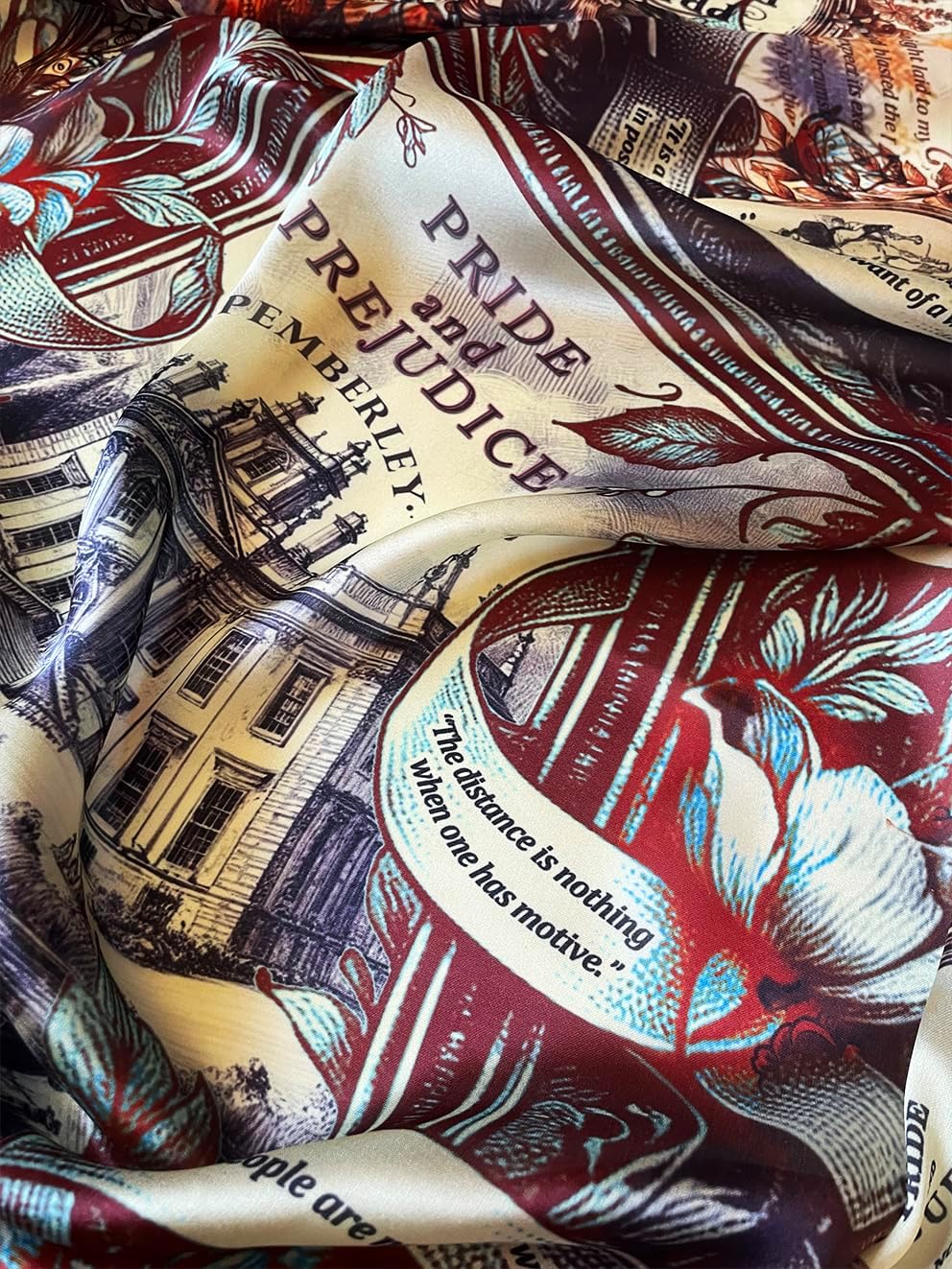 Universal Zone Pride & Prejudice Satin Scarf - Neck, Head & Bag Scarf. Pemberley, Jane Austen Gift, Light Academia - Image 3