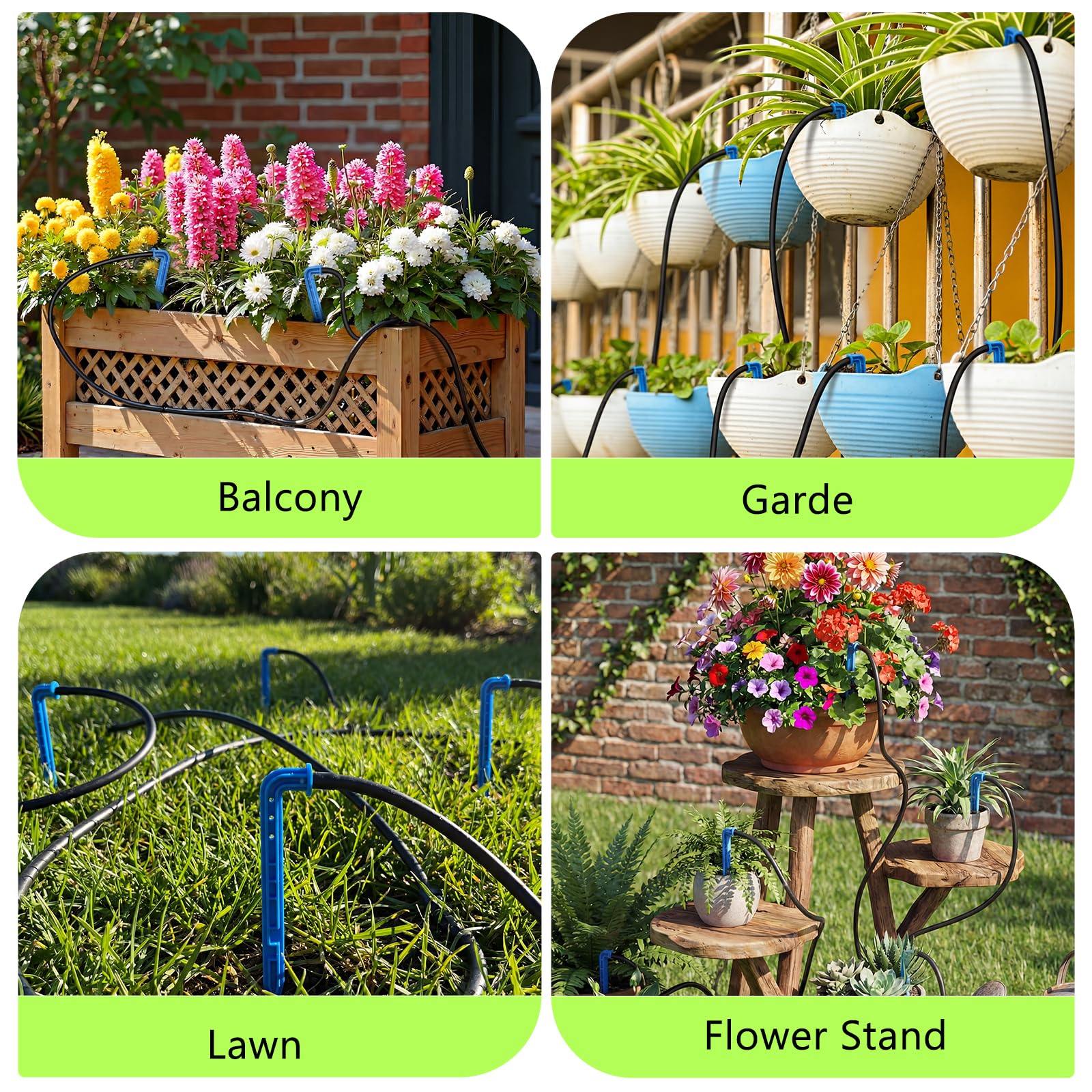 Sistema de Riego Solar para Jardín, Kit Riego Por Goteo Autorriego con 15 Micro Cabezales de Goteo, para jardín, plantas de interior y exterior, césped plantas en maceta balcón hortalizas y arbustos