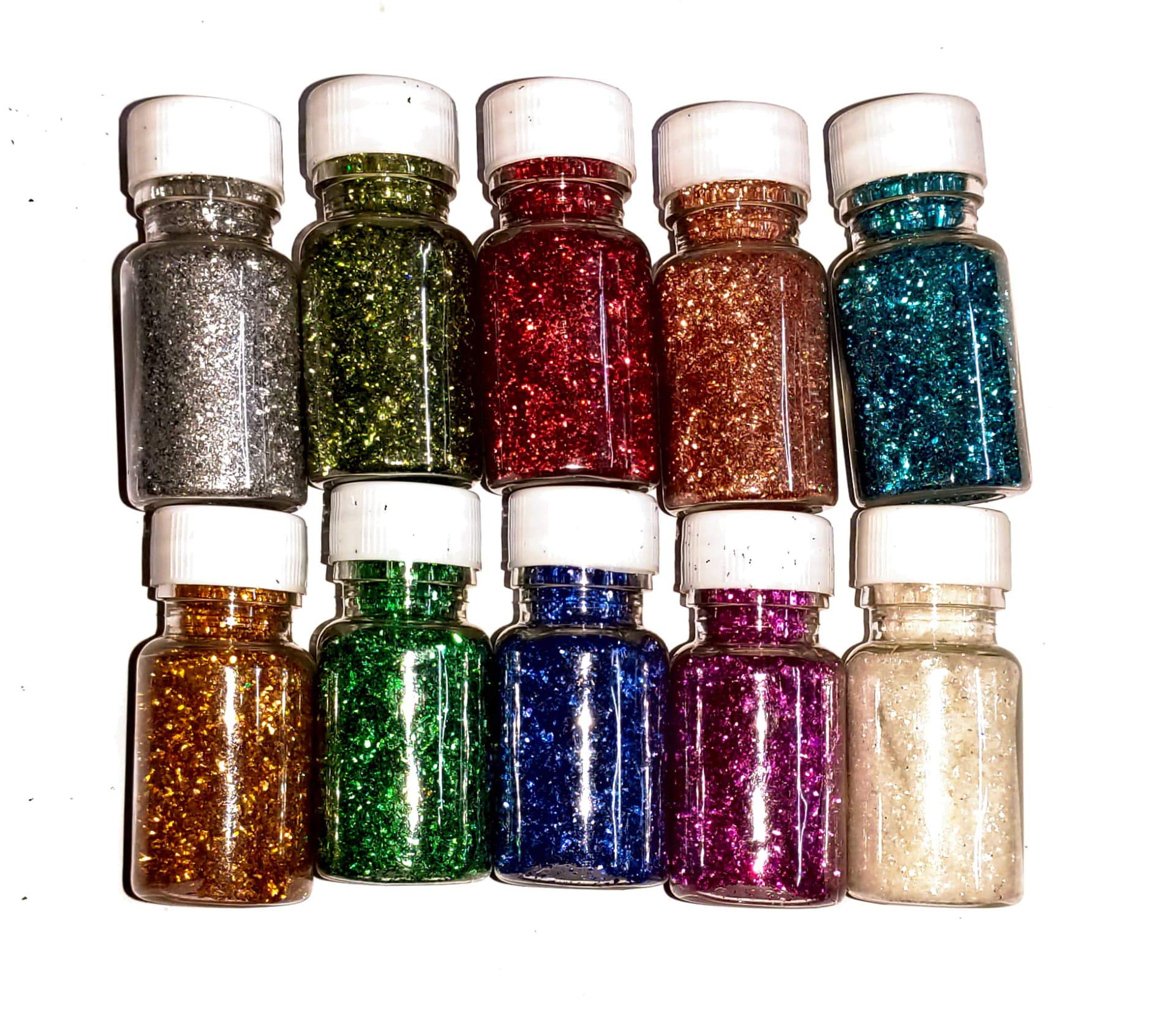 KHUSHA CREATIONS Multicolor Glitter for Craft, School Projects,Decorations, DIY (Pack of 10)-picture-15