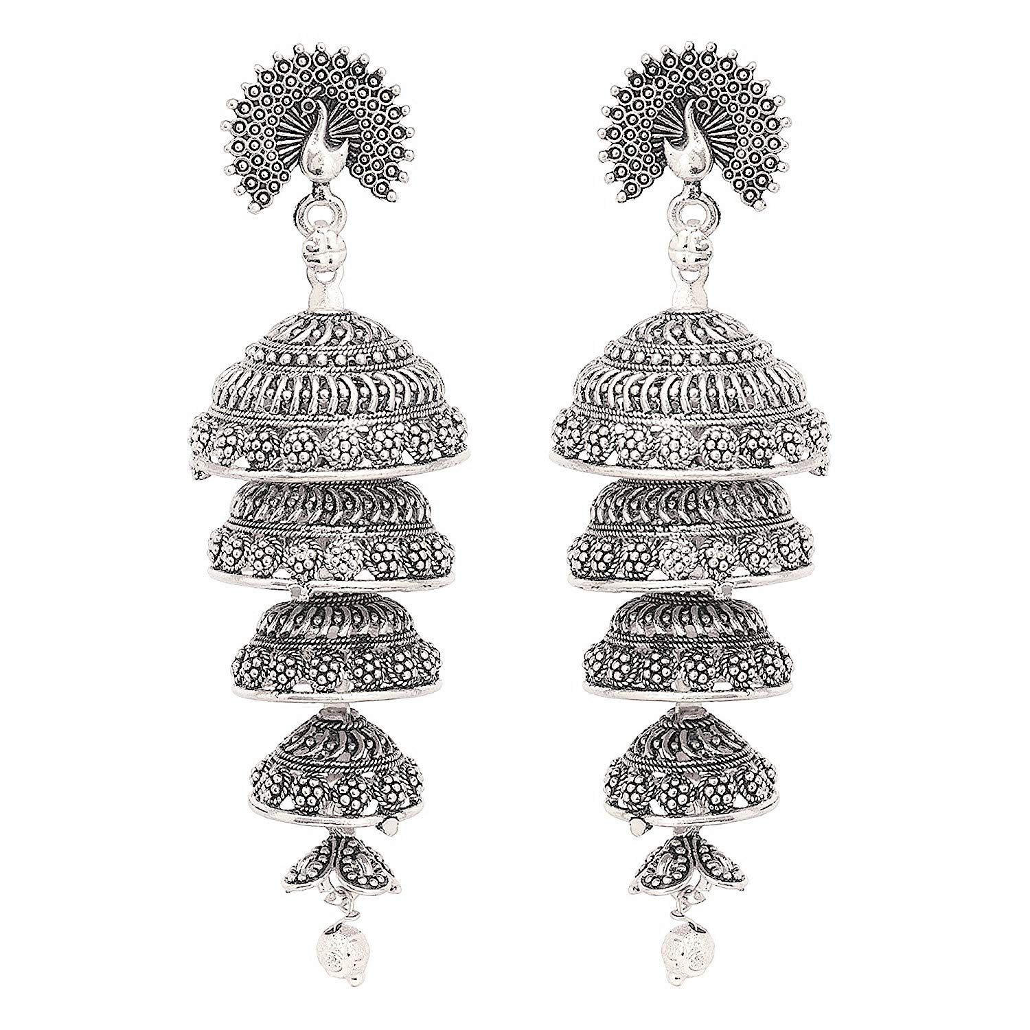 Beautiful German Silver Long Mirror Afgani Tribal Earrings for Women and Girls (B07RL1D5S4) Amazon Price History, Amazon Price Tracker