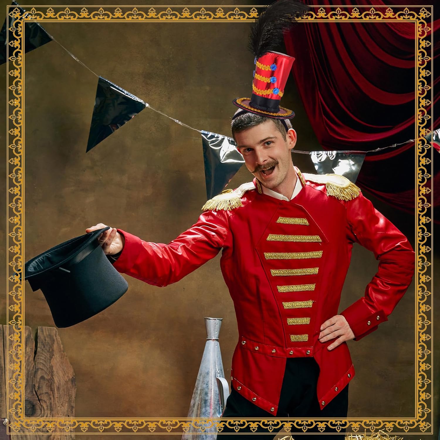 Newcotte 4 Pcs Ringmaster Hat Circus Mini Top Hat Headband Majorette Circus Costume Accessories for Costume Party Cosplay