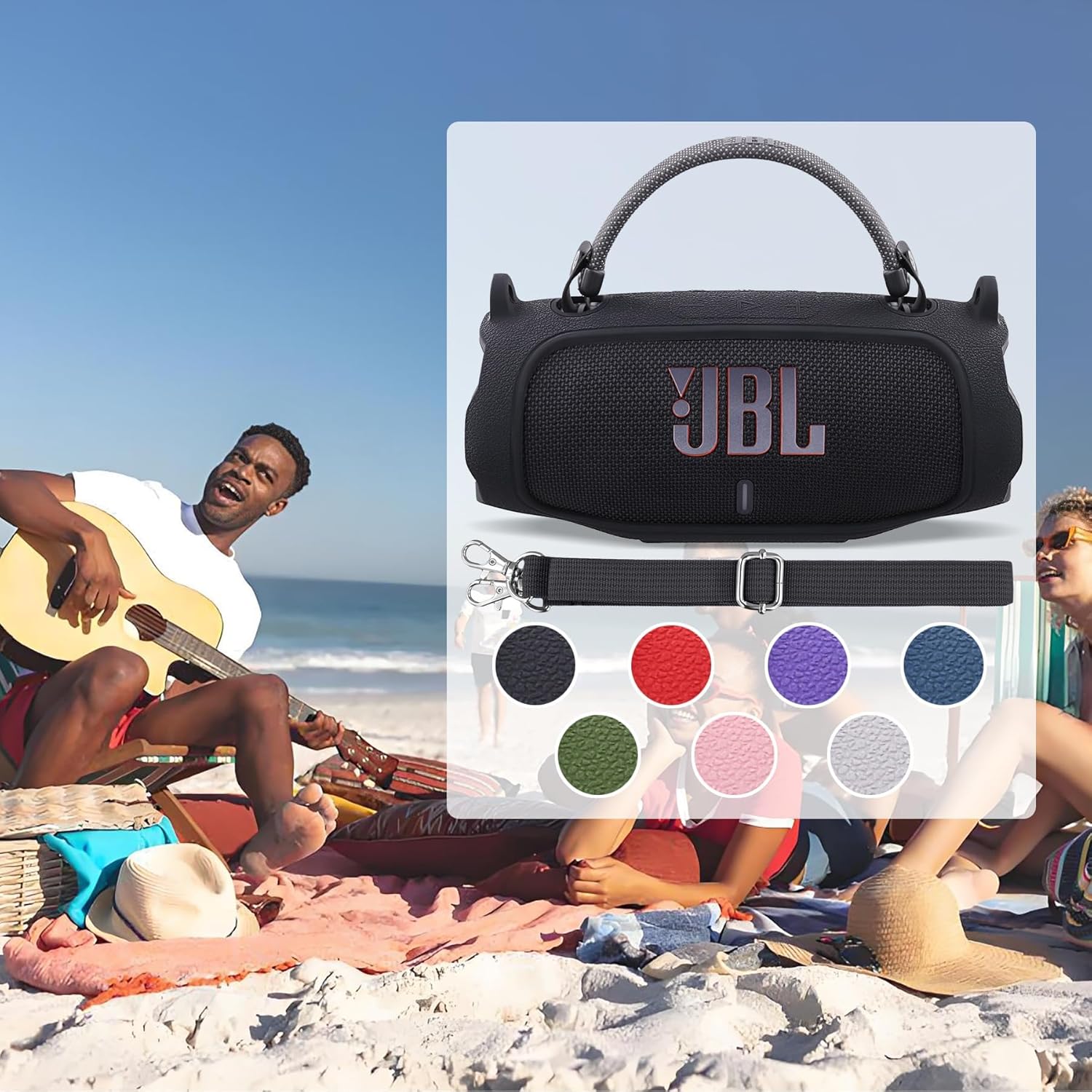 co2CREA Silicone Case for JBL Charge 6 Portable Waterproof Bluetooth Speaker, Portable Travel Soft Cover with Shoulder Strap, Protective Skin Case (Black) - Image 9