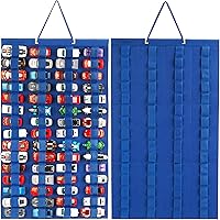 Vista 1 de Organizador de almacenamiento colgante para autos de juguete, vitrina de fieltro con capacidad para 60 autos de juguete (sin accesorios) (azul)