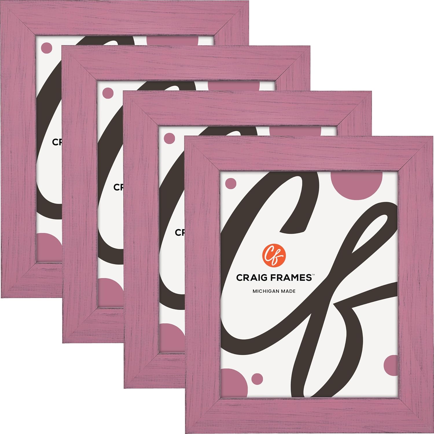 Craig Frames Jasper, 4x6 Picture Frame, Petticoat Pink, Set of 4