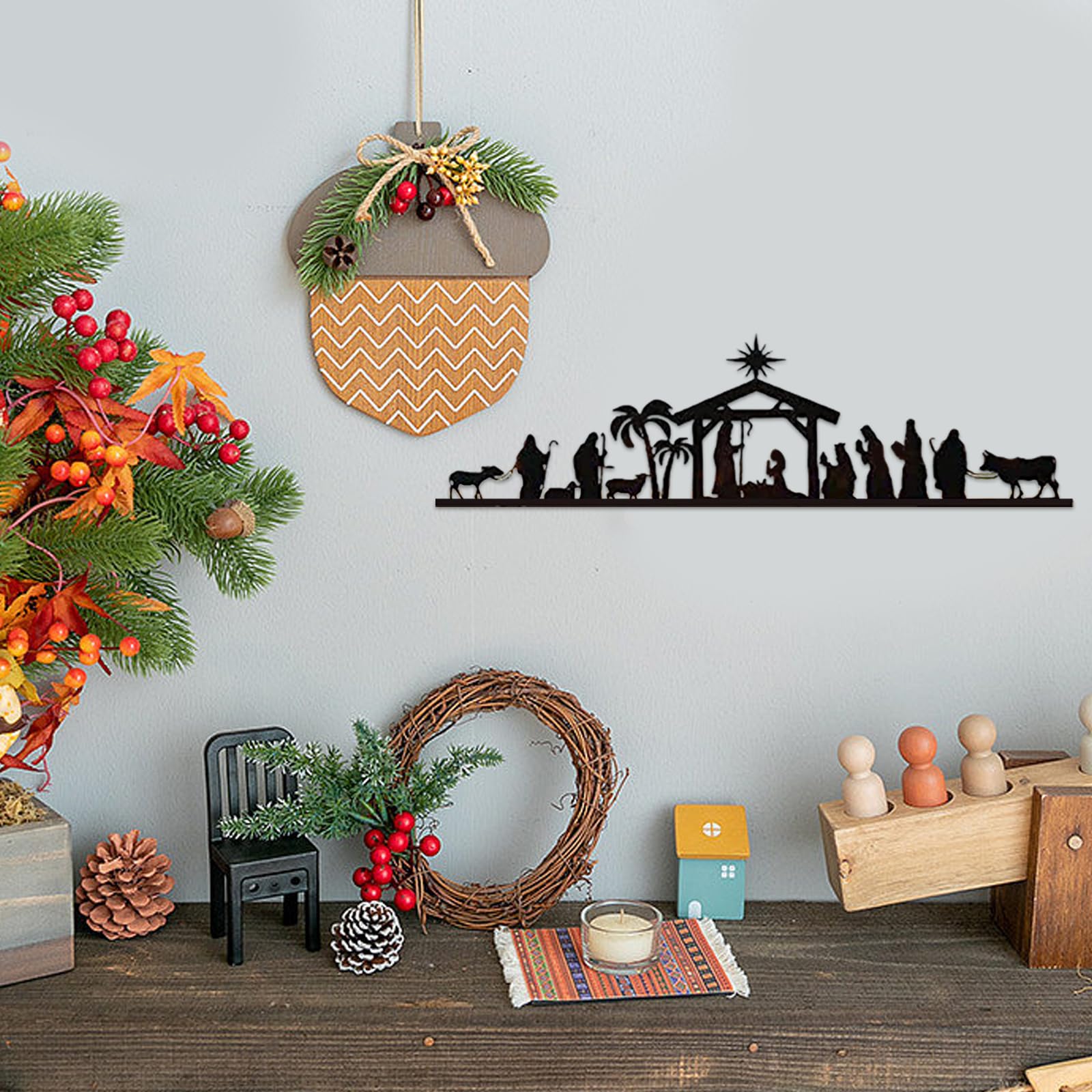 SunaOmni Ensemble De Crèche De Noël Décoration De Noël D