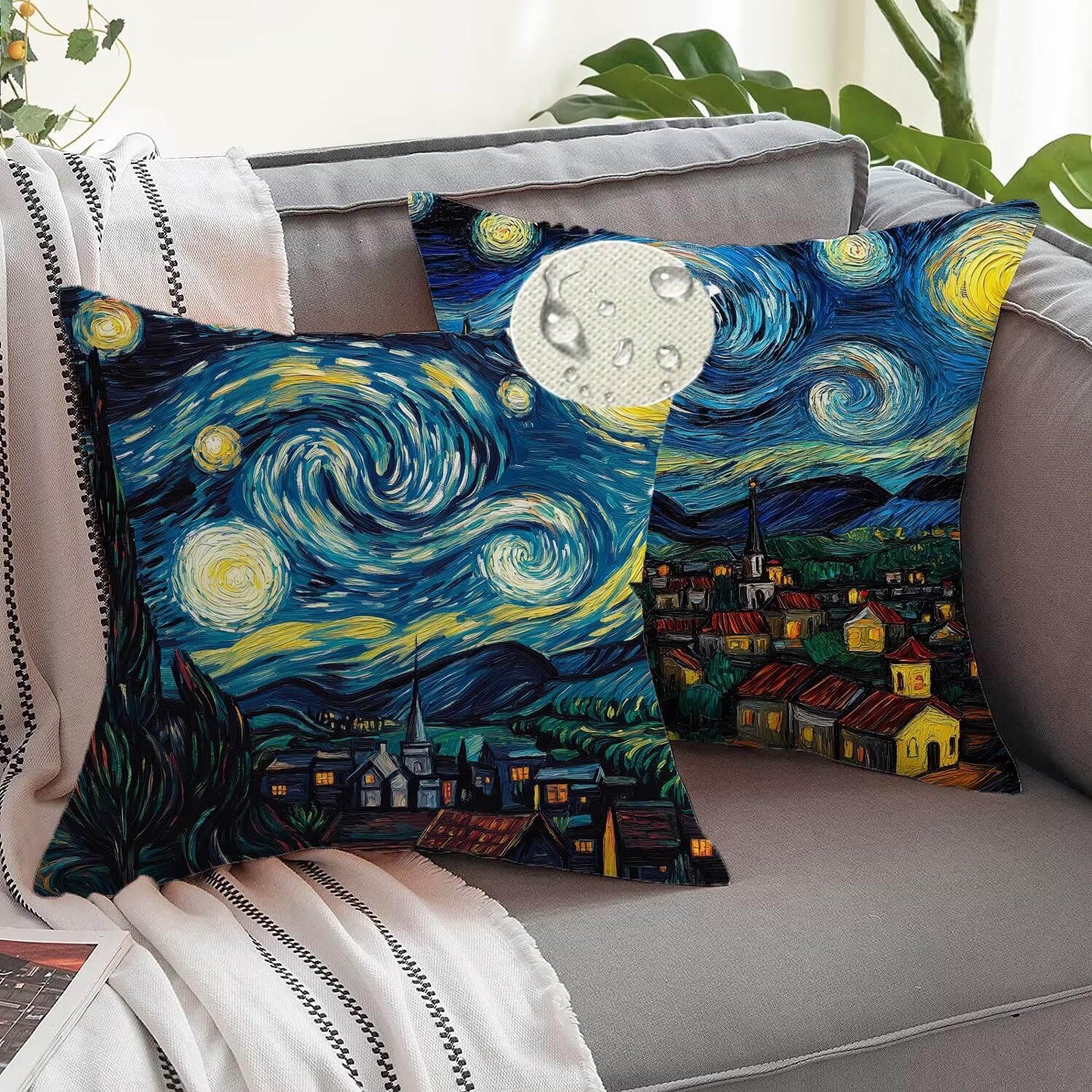 Juego de 4 fundas de cojín modernas e impermeables de 55 x 55 cm y 22 x 22 pulgadas, almohadas suaves para exteriores, patio, jardín, sofá, interior, sala de estar, cama y silla, decoración del hogar