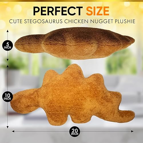 Miniatura 5 de Fabric Food Almohada de pepita de dinosaurio de 20 pulgadas, lindo peluche de dinosaurio de estegosaurio para niños y adultos, almohada suave y