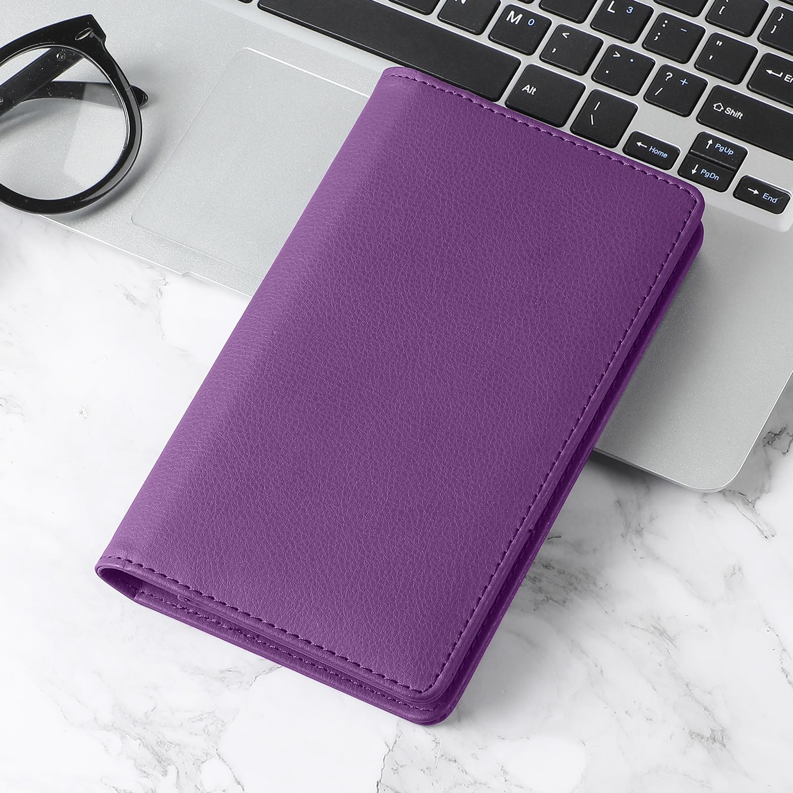 MaxGear Business Card Organizer Book, Holds 240 Cards, Portable PU Leather Business Card Holder with Clear Sleeves, Professional Card Binder for Office, Meetings, Networking, Purple