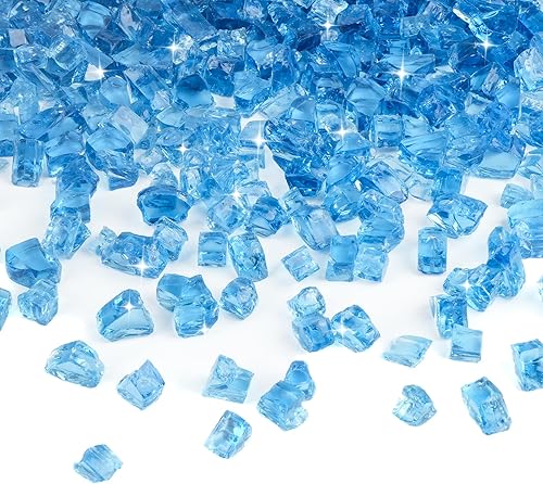 Skyflame Vidrio de fuego regular de alto brillo de 10 libras para hoguera, chimenea, jardín, paisajismo, azul pacífico, tamaño de 12 pulgada