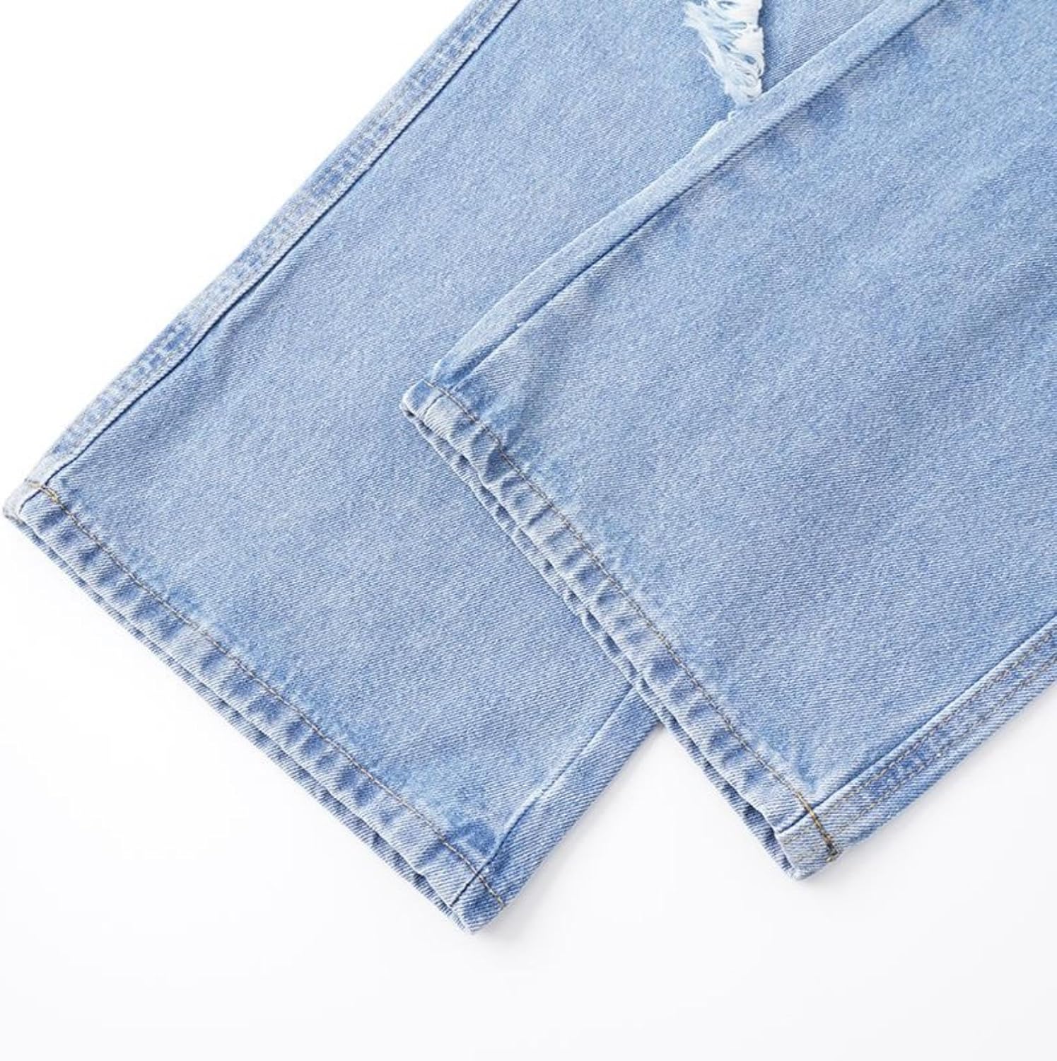 Mens Ripped Jeans Relaxed Fit Straight Leg Y2K Denim Pants Hip hop Streetwear Trousers - Image 6