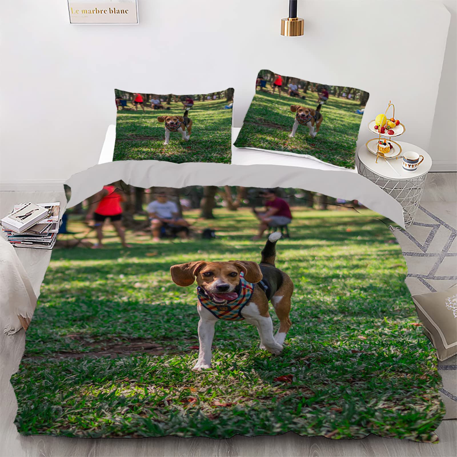 Housse de couette chiot vert pour une chambre de fille apaisante