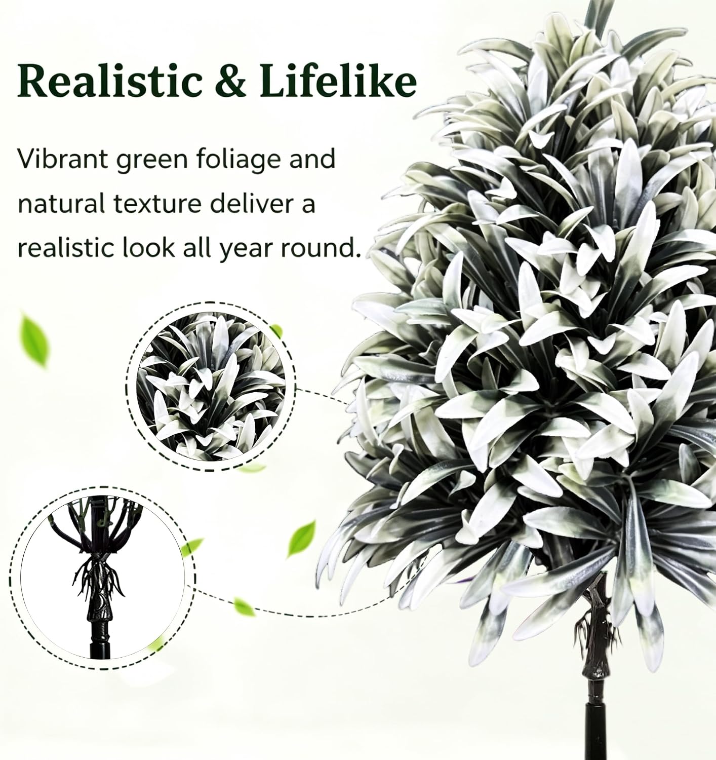 4 Pack White Fake Topiaries Cedar Trees Outdoor, UV Resistant Faux Artificial Shrubs with Ground Stakes, 16.5'' Fake Bushes Plants Evergreen for Front Porch Planters, Garden, Yard Decor