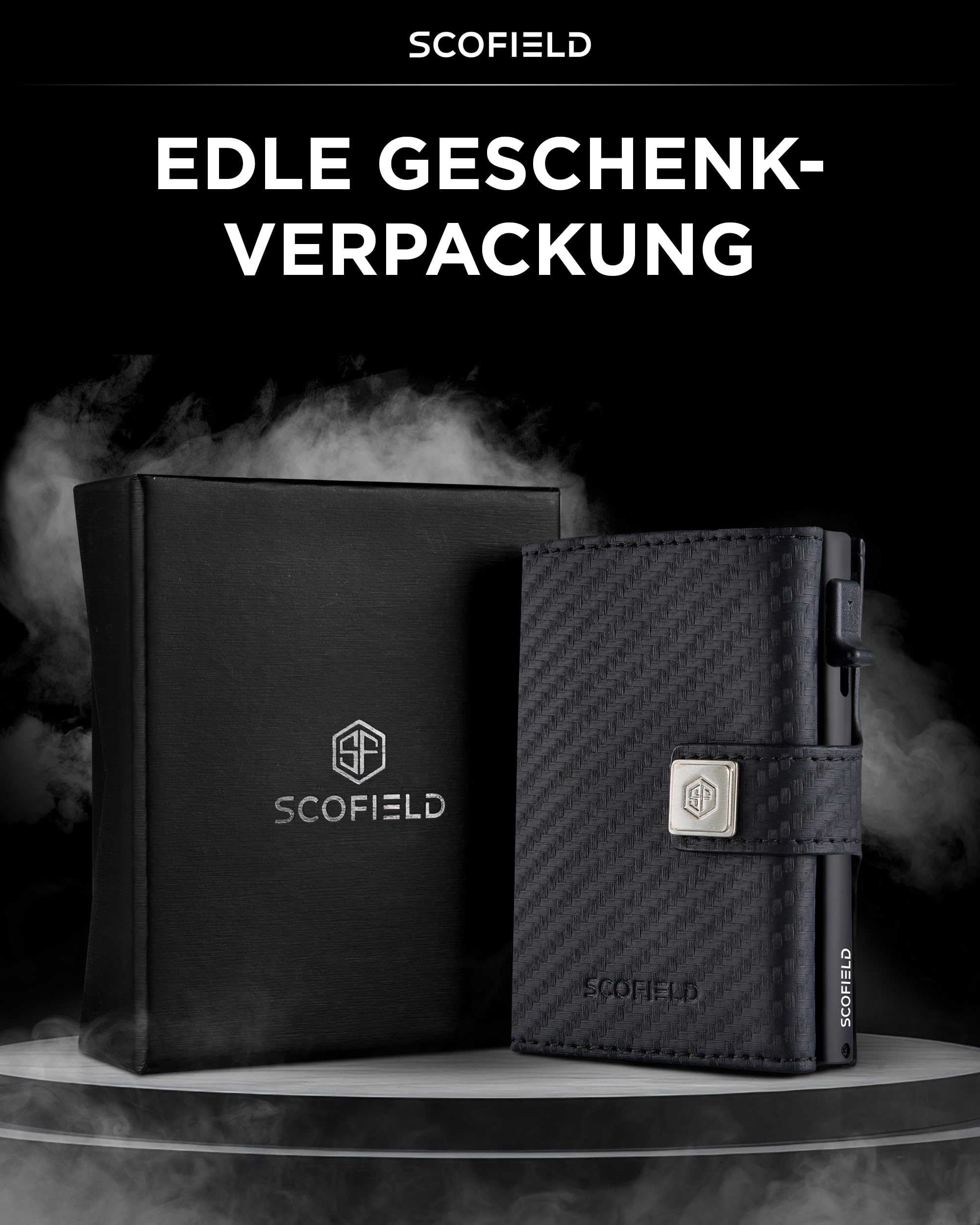 SF SCOFIELD Trinity Portafoglio sottile con scomparto per monete I Custodia per carte di credito da uomo per 10-12 carte I RFID - Protezione I Wallets for Men I Smart Wallet I Case