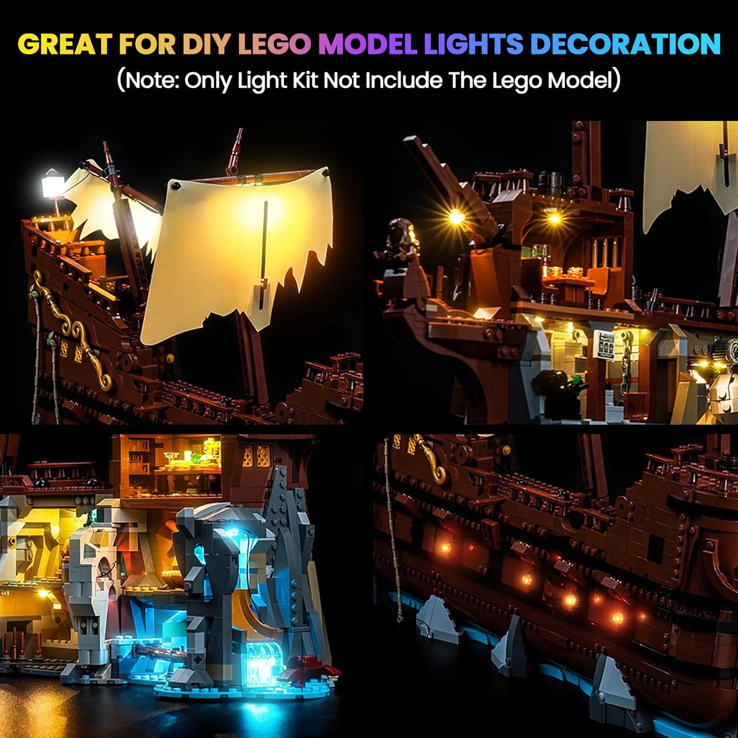 Upgraded Led Light Kit Compatible with Lego The Goonies Building Set, RC Version Compatible with Lego 21363, Best Gifts for Adults (Model Not Included)