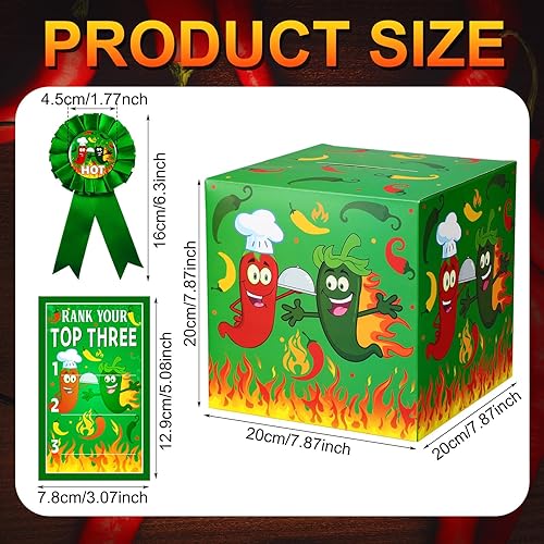 Miniatura 8 de Tenceur Chili Cook off - Boleta de concurso con 50 tarjetas de votación y 3 cintas de premio de trofeo para Chili Cook off, premios de juego,