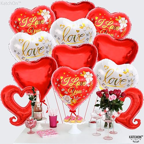 Miniatura 4 de KatchOn, Globos de corazón rojo con texto en inglés "I Love You", 18 pulgadas, paquete de 12 Decoraciones para el día de San Valentín