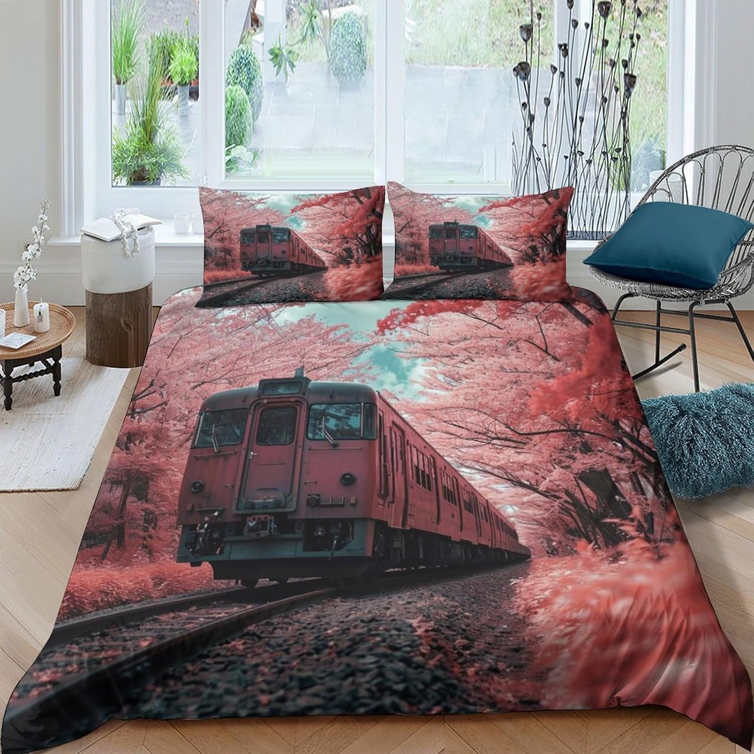 HOTGE 3D Printed Train Children's Bed Linen King (220 x 240 cm