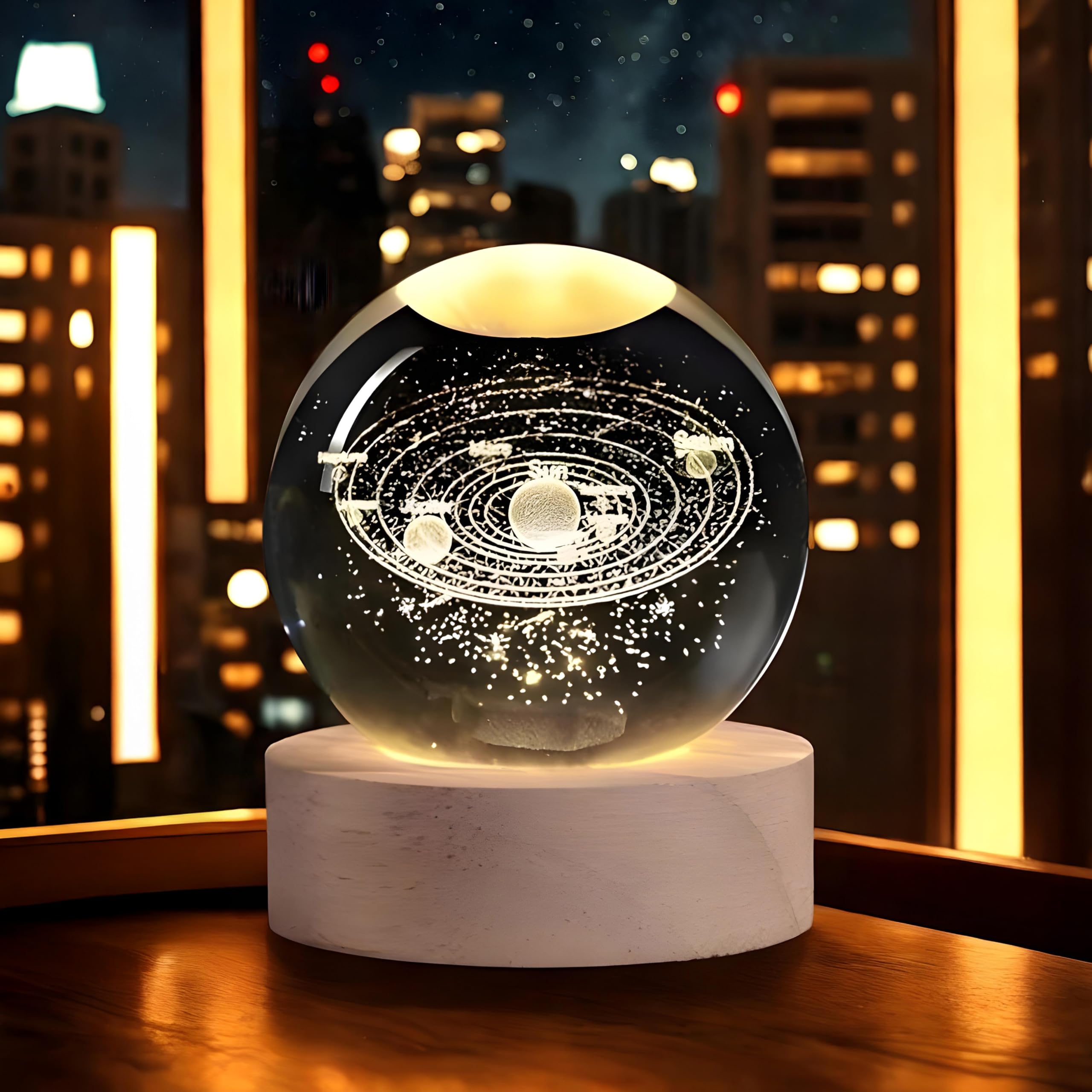 BTfash 3D Solar System Crystal Ball Night Light, Planet Ball for Bedrooms, Table LED Lamp with Woodern Base for Teens Boys and Girls-image-11