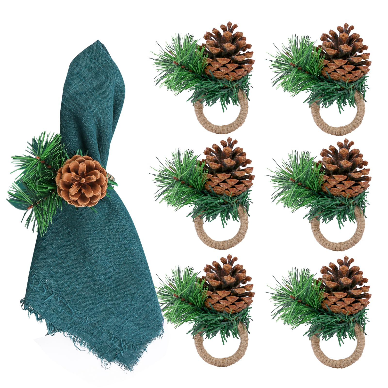 Juego de 6 servilleteros hechos a mano con diseño de piña de piña de granja para decoración de mesa de otoño, boda, día de Acción de Gracias, Navidad (piña)