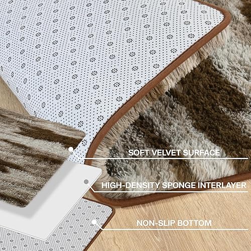 Miniatura 6 de Alfombras de Área Meralax para Sala de Estar y Dormitorio, Lavables a Máquina de 4x6 Pies, Alfombra Suave y Esponjosa Shaggy para Junto a la Cama,