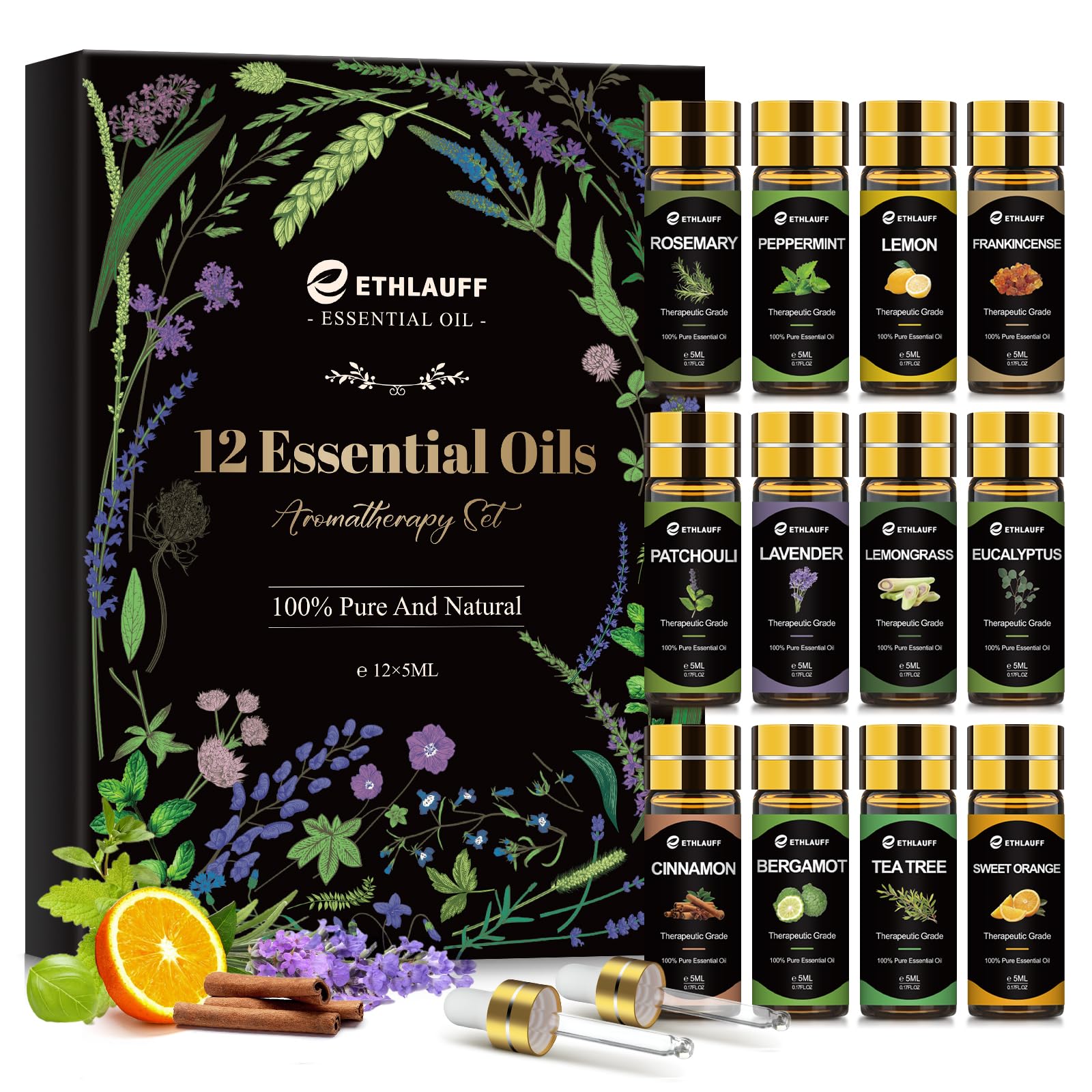 Top 12 Essential Oils Set, Pure Essential Oil for Diffuser, Humidifiers, Skin Care, Massage, Fragrance Oil Scent for DIY Candle and Soap Making, Gift for Friend