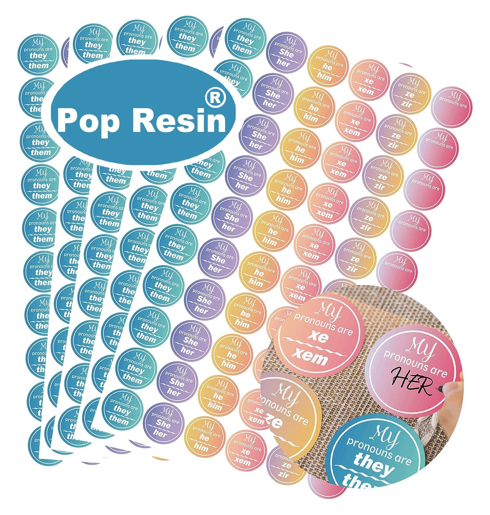 600 Pcs Pronoun Stickers They Them Gender Identity Labels 1 inch He Him She Her Name Tag Sticker My Pronoun are Labels Pronouns Name Badges Stickers
