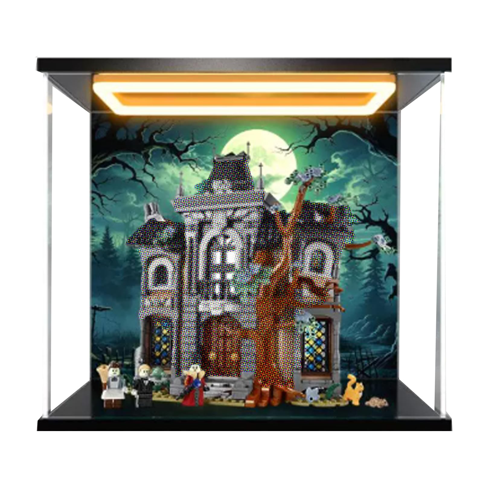 Acrylic Display Case for Lego 11383 Mayor's Manor Model, 3mm Dustproof Box (Background C)