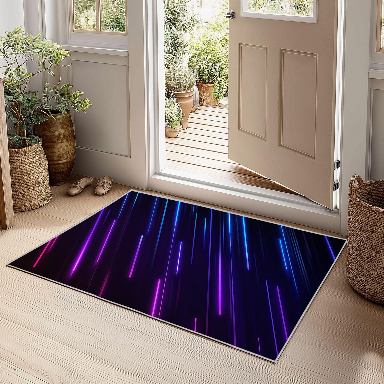 Genérico Dywaniki do salonu neonowe tło 160 x 230 cm mata podłogowa, czarny miękki krótki włos zmywalny antypoślizgowy dywan - do sypialni jadalni salonu dekoracja domu