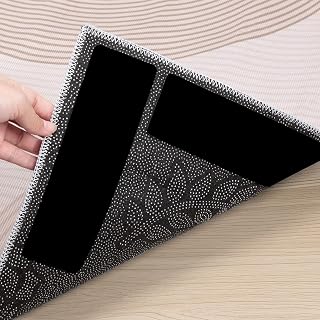 BALEINE 8PCS Double Sided Non-Slip Rug Tape for Hardwood Floors - Reusable Washable Carpet Gripper Prevents Sliding (Rectangular)