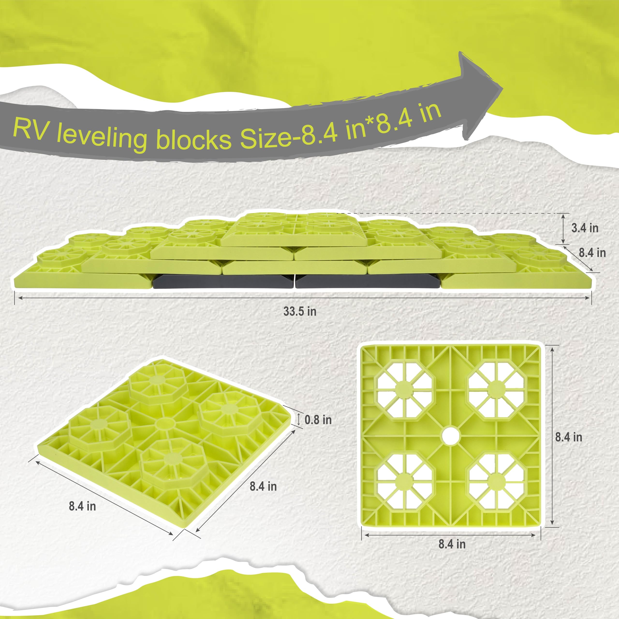 RV Bloc de nivellement Lourd pour Le nivellement de vérins à Roues Simples et Doubles 21.5 * 21.5cm (10 pièces)
