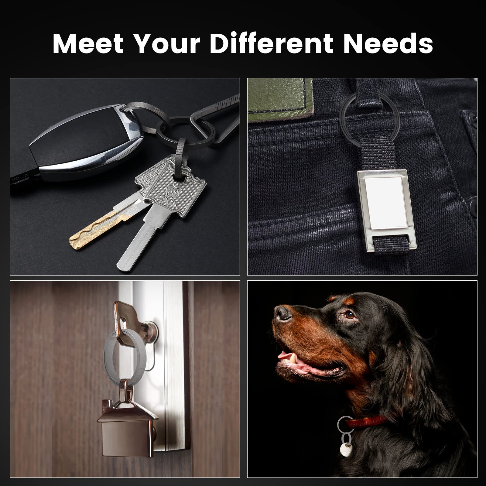 TIKIDESIGN Titanium Key Rings, 30/25/19 mm Key Ring with Side Pressing Design, Titanium Flat Key Ring Rings - Image 3